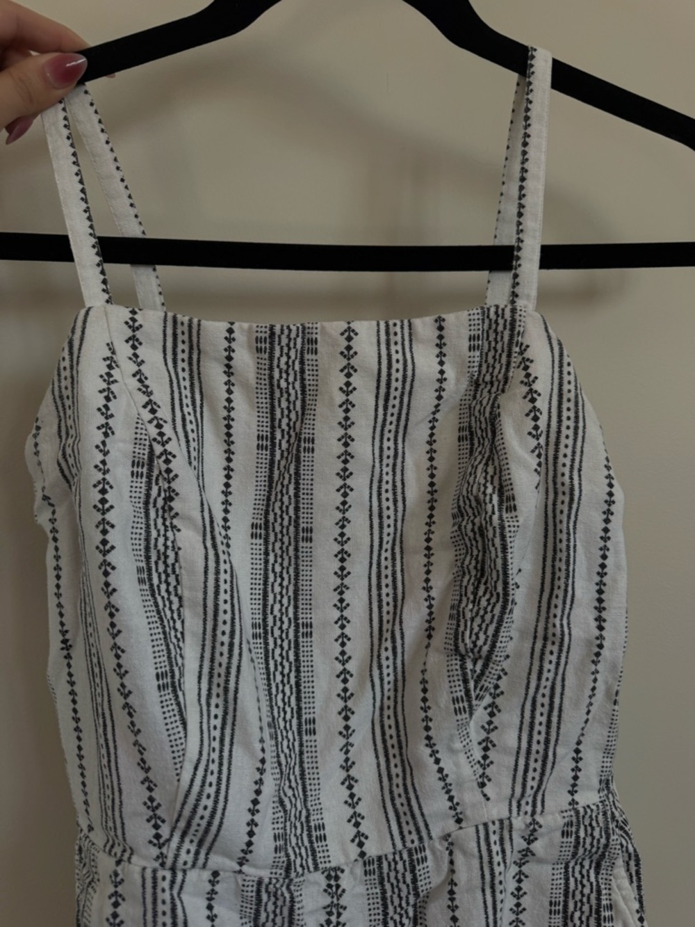 Old Navy White Striped Embroidered Spaghetti Strap Women's Jumpsuit